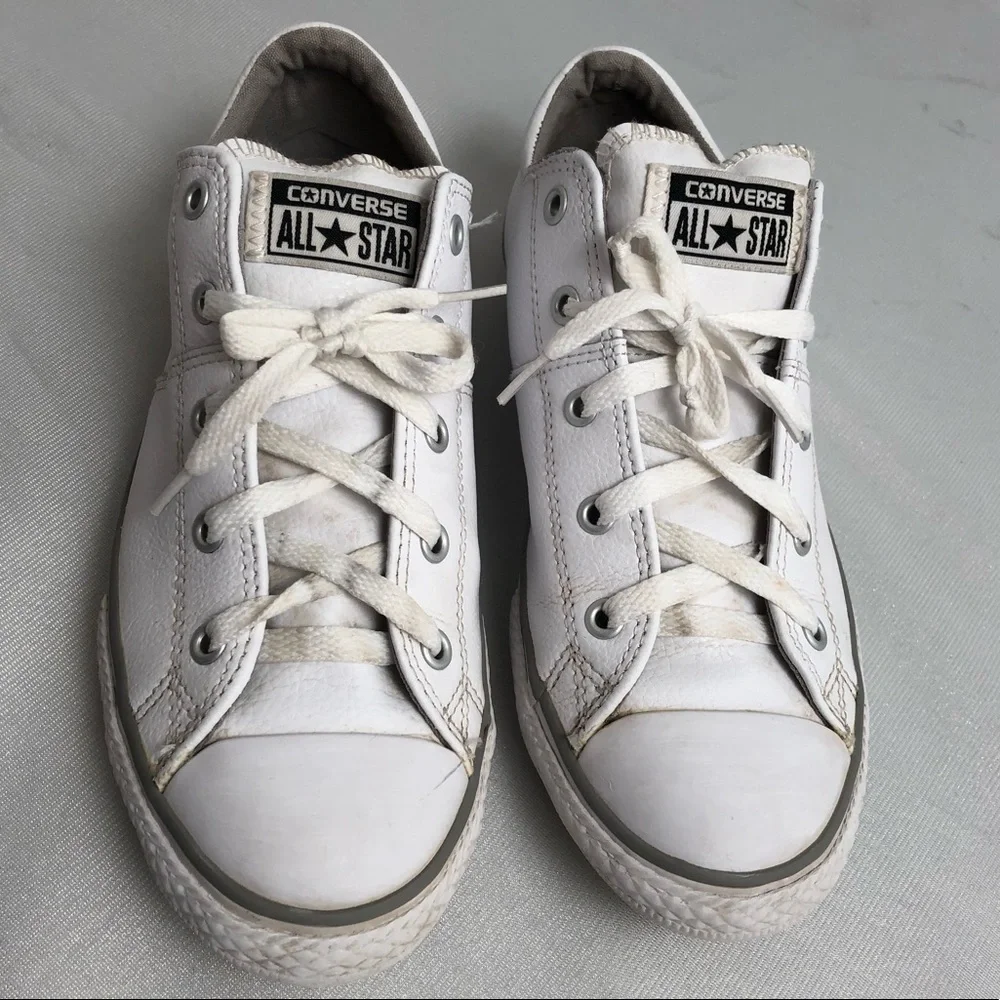 Converse All Star white leather low top sneakers